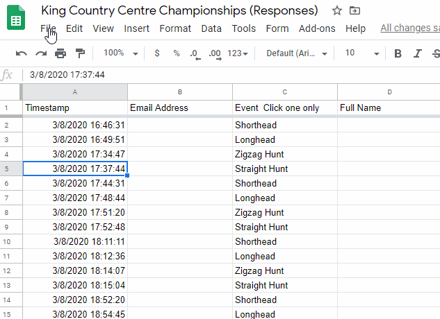 Downloading from Google Sheets